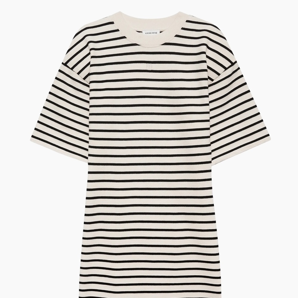 New Anine Bing Mona Striped T-Shirt Mini Dress